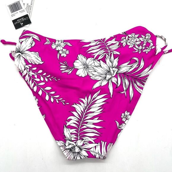 California Waves Pink Tropical Floral Bikini Bottoms Size Small - Picture 2 of 8